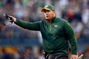 Mike McCarthy Head coach Mike McCarthy of the Green Bay Packers yells