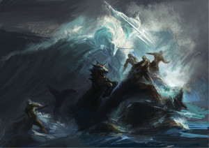 Download wallpaper Art, battle, sea, Storm free desktop wallpaper in ...