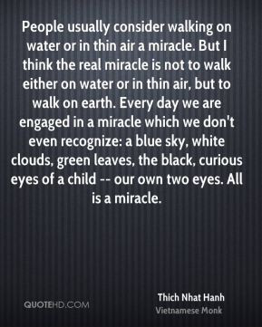 Thich Nhat Hanh - People usually consider walking on water or in thin ...