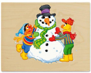 bert & Ernie with Snowman