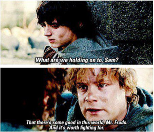 ... there's some good in this world Mr Frodo and it's worth fighting for
