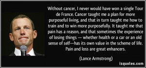scheme of life Pain and loss are great enhancers Lance Armstrong