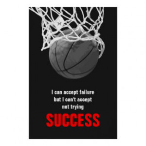 Black White Red Success Quote Basketball Poster