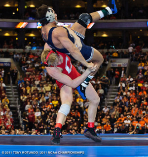 Cornell's Kyle Dake lifts Penn State's Frank Molinaro on his way to ...