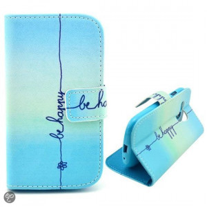 Be Happy Quote Bookcase Hoesje Samsung Galaxy S3 mini