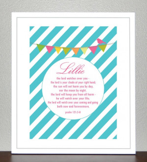 Baby Dedication - Baptism Gift - Bible Verse - Psalm 121: 5-8 - with ...