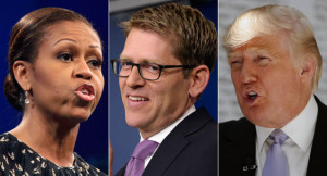 Michelle Obama, Jay Carney and Donald Trump are shown in a composite ...