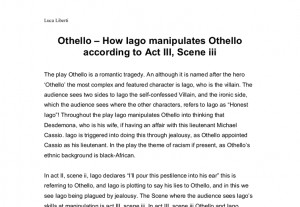 Othello - How Iago manipulates Othello according to Act III, Scene iii