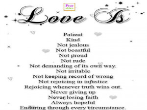 love is patient kind not jealous not boastful not proud not rude not