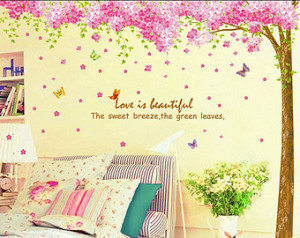 Cherry blossom tree wall decal, Flo wer wall decal, Love quote wall ...