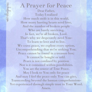 Prayer for Peace- And the peace of God, which surpasses all ...