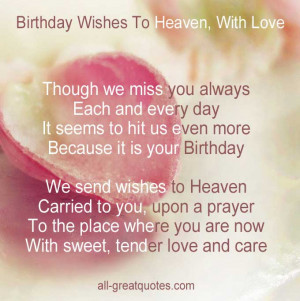 In Loving Memory Cards Birthday Wishes To Heaven