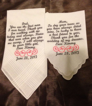 Set of Two Personalized WEDDING HANKIE'S Mother & Father of the Bride ...