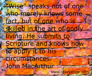Wise” speaks not of one who merely knows some fact, but of one who ...