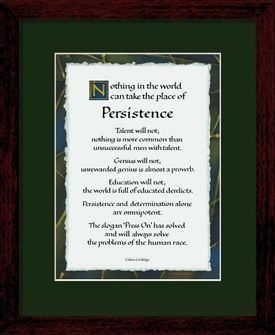 Persistence Quote - Persistence by Calvin Coolidge - 8x10 Framed
