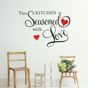 ... IS SEASONED WITH LOVE Wall Quote Sticker ART Home KITCHEN Decor