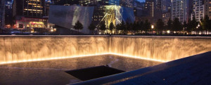 Nightfall on the 9/11 Memorial at WTC
