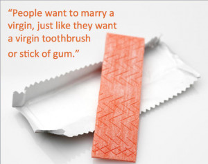 Chewed gum and a used toothbrush.