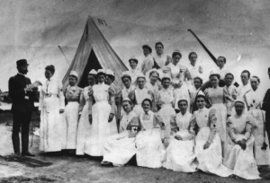 Florence Nightingale leading British nurses in Crimea.