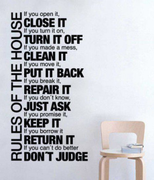 Quote wall decal - Rules of the House - Wall Decals , Home WallArt ...