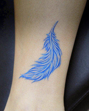 Blue Feather Tattoos for Girls