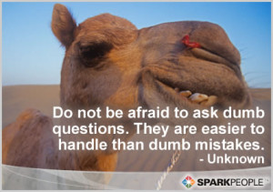 Motivational Quote - Do not be afraid to ask dumb questions. They are ...