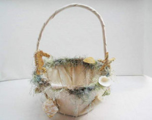 ... Wedding - Beach Flower Girl Basket - Sea Horse Flower Girl Basket