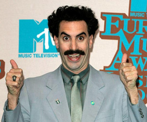 ... at a medal ceremony — by the spoof version from movie comedy Borat