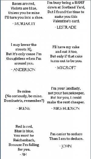 BBC Sherlock Valentines Day greetings// love these! except it should ...