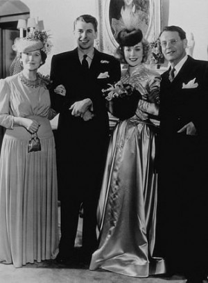 Ronald Reagan and Jane Wyman on their wedding day with Reagan's mother ...