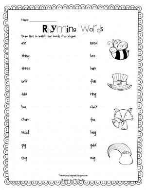 Quotes Pictures List: 1st Grade Rhyming Words Worksheet
