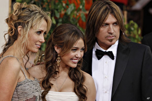 Miley Cyrus with her parents Billy Ray Cyrus and Leticia Jean 
