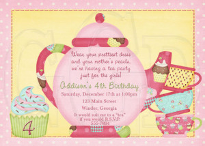 Tea Party Invitation Birthday Dress-up Party -Digital File