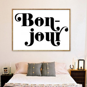 Bonjour Art Print French Quote Bedroom by thebirthofcoolprints, $18.00