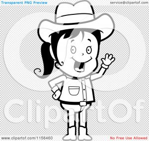 Black And White Waving Cowgirl