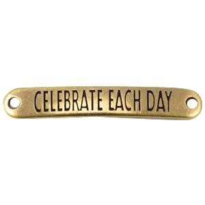 DQ bedel tussenzetsel met quote 'Celebrate each day' oud goud 7x40mm ...