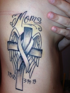 Memorial Mom Angel Winged Cross Cancer Tattoo