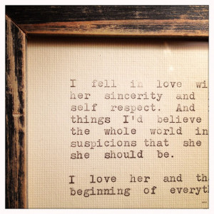 Scott Fitzgerald Framed Love Quote Made On Typewriter