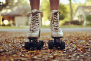 fall, indie, leaves, photography, roller skates, shoes, vintage