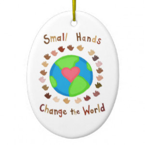 Small Hands Change the World ~ Quote Version Double-Sided Oval Ceramic ...