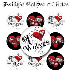 Twilight Eclipse Sayings Bottle Cap Digital Art Collage Set 1 Inch ...