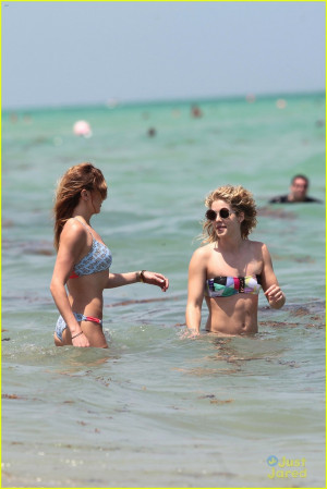 Clad Katie Cassidy Amp Emily Bett Rickards Go For A Dip In Miami Image ...