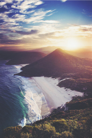 ... mountain, mountains, ocean, paradise, place, relax, sea, sky, sun