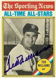 Ted Williams Autograph on a 1961 Topps (#347)