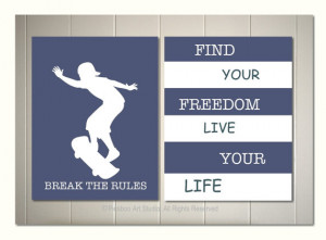 art, boy room art, skateboard poster, motivational skateboard quotes ...