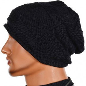 Cool Men Roll Knit Beanie Rectangular Winter Skullcap Top Hat B816