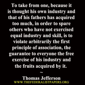 Thomas Jefferson Poster – Redistribution is theft, letter to Joseph ...