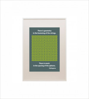 ... Pythagoras quote on geometry and Hilbert curve - educational poster