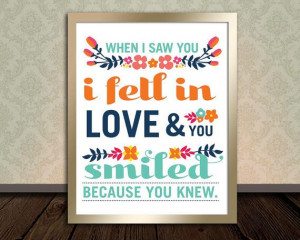 Love Quote Printable When I saw you I fell in by BeesInBowties, $5 ...