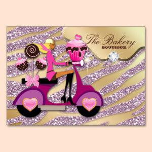 Bakery Business Card Dots Pink Cake Pops Chocolate